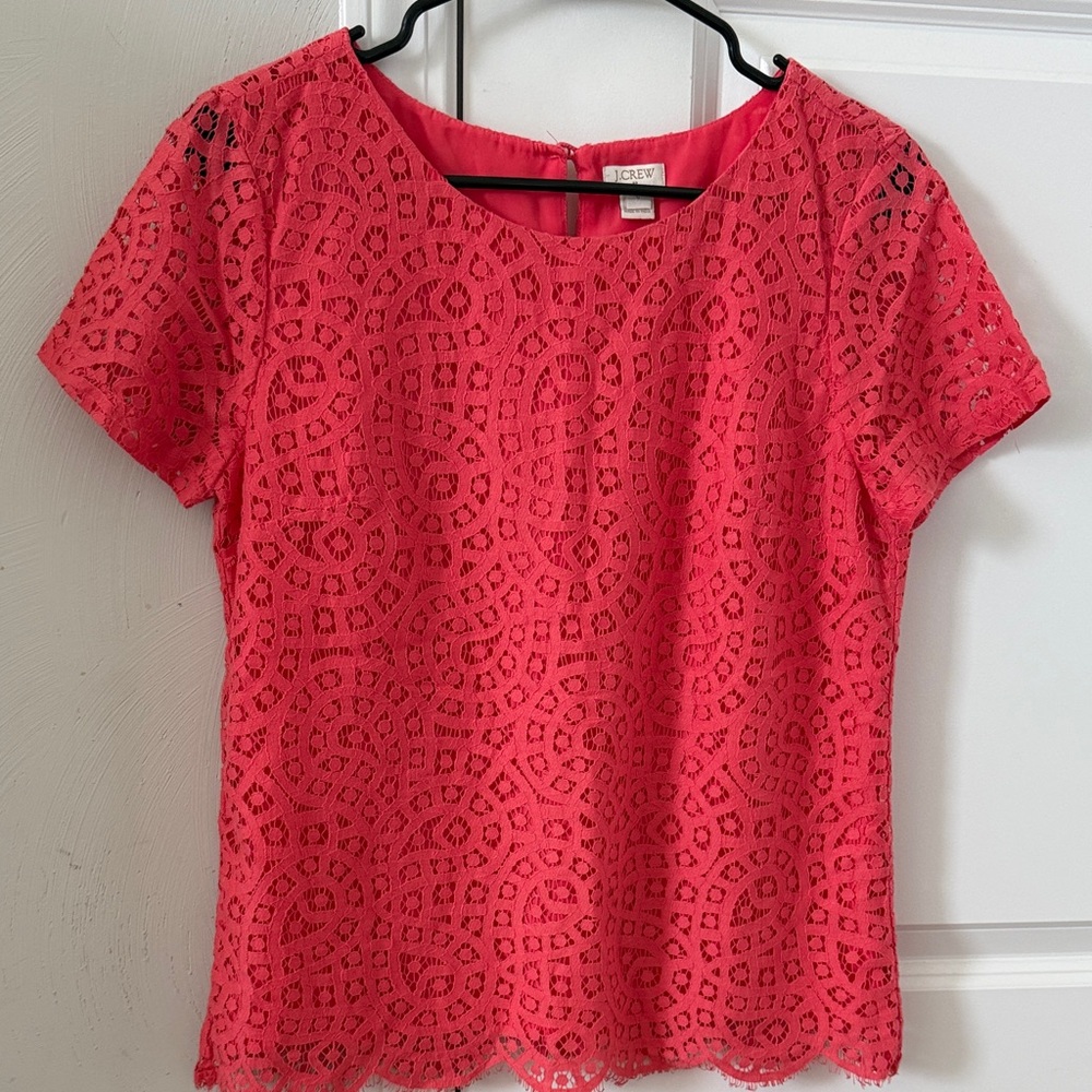 J. Crew Coral Lace Blouse